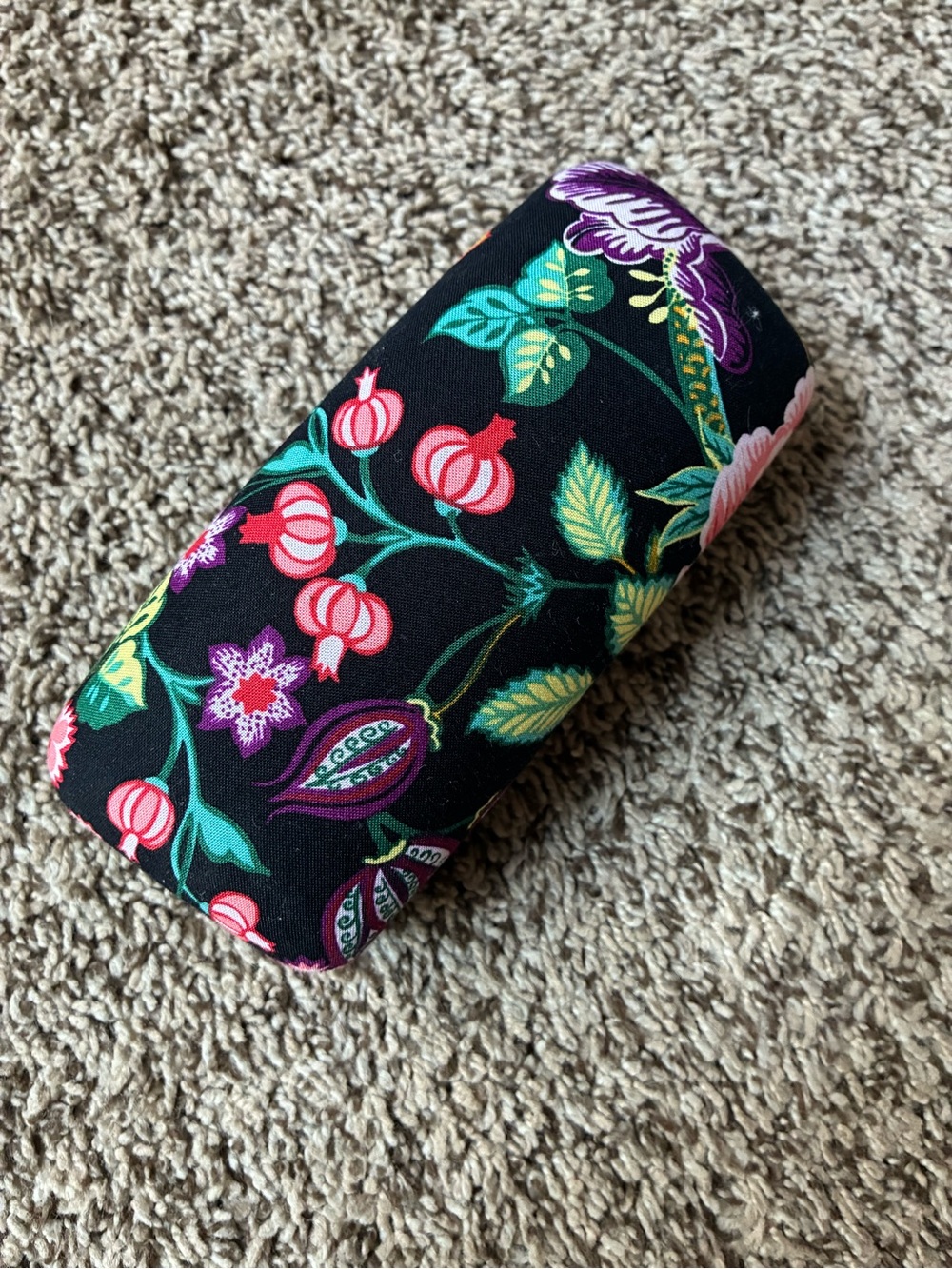 Vera Bradley Black Floral Phone Sleeve with Pink and Green Accents